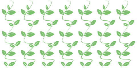 Spring concept. Simple green leaves pattern illustration. Vector illustration. グリーンリーフパターンイラスト、ナチュラルグリーン壁紙、葉っぱパターン