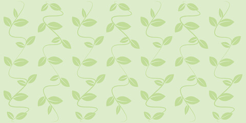 Spring concept. Simple green leaves pattern illustration. Vector illustration. グリーンリーフパターンイラスト、ナチュラルグリーン壁紙、葉っぱパターン