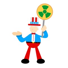 uncle sam america stop nuclear activity sign cartoon doodle flat design style vector illustration