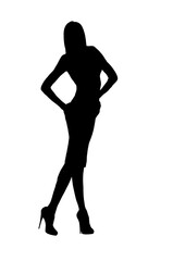 Silhouette of beautiful stylish girl wearing modern dress, 3D illustartion