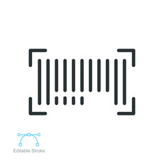 Barcode line icon. Realistic Black bar code verifying Sign shopping. Barcode Scanner digital Laser strip mark for scan product Editable stroke vector illustration design on white background EPS 10