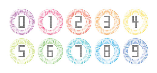 Colorful dots circle and number