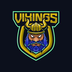 Vikings mascot logo design illustration for sport or e-sport team