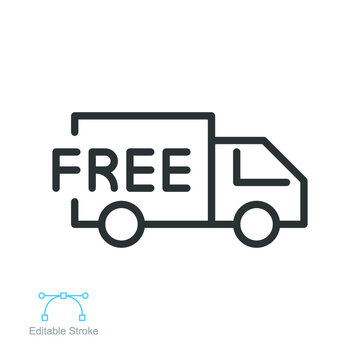 Free delivery solid icon. Fast shipping delivery truck, 24 hour fast speed Courier van distribution business logistics for web app Editable stroke Vector illustration design on white background EPS 10