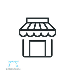 Market line icon. Coffee shop and store building. storefront for online market. Small business bookstore. local market place. Editable stroke. Vector illustration. design on white background. EPS 10