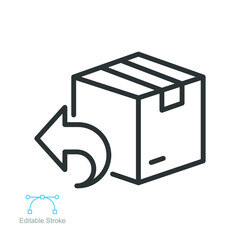 Return of package line icon. Shipping logistics, delivery boxes. Cargo box Delivery parcel sign, Exchange of goods tracking. editable stroke Vector illustration design on white background EPS 10