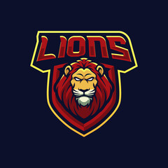 Lions mascot logo design illustration for sport or e-sport team