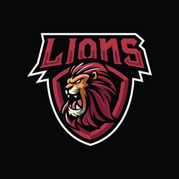 Lions mascot logo design illustration for sport or e-sport team