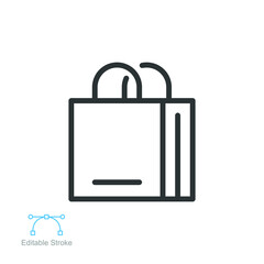 shopping bag line icon. Paper Grocery bag, woman handbag sale badge. purchase packet logo in online shop commerce. Editable stroke. vector illustration design on white background. EPS 10