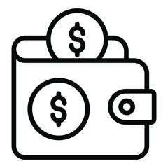 wallet vector line icon, shopping and discount sale icon.