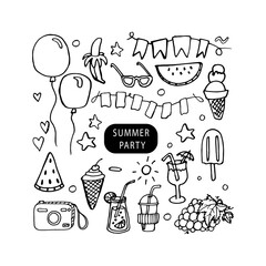 Picnic. Hand written doodle vector word on white background