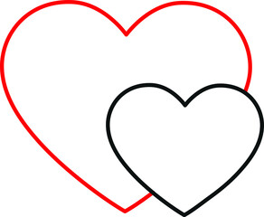 Two heart symbols in stripes on a white background