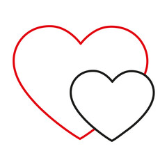 Two heart symbols in stripes on a white background