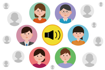 音声sns　コミュニティ　大勢　アイコン　イラスト