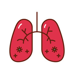 covid19 particles in human lungs flat style icon