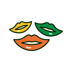 mouths with lips colors of ireland flag st patricks day icon