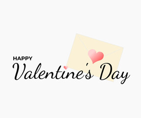 Flat Vector Illustration of Valentines day background with envelope heart icon. Pattern and typography of happy valentines day text . For Wallpaper, flyers, invitation, posters, brochure, banners.