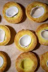 homemade salt and turmeric cookies in the form of seashells, fish and bagels