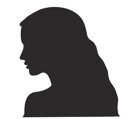 Silhouette of woman side view face isolated vector illustration. Woman beauty concept. Long-haired girl silhouette.