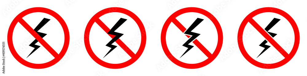 Wall mural lightning ban icon. lightning is prohibited. stop lightning icon.
