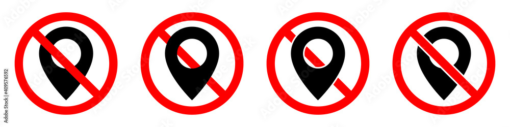 Wall mural no gps icon. map pointer ban icon. award is prohibited. vector icons set.