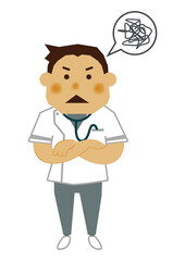 看護師のイラスト。男性のイラスト。医療関係の素材。
男性看護師、求人用。職業のイラストレーション。