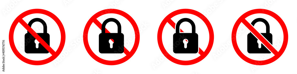 Canvas Prints no lock icon. blocking icon. lock is prohibited. vector illustration.