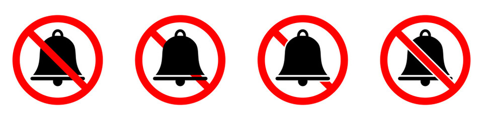 Bells is prohibited. No bells icon. Stop bells icon. Vector illustration.