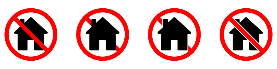 House is prohibited. Stop house icon. Vector illustration.