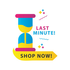 last minute sale countdown lettering with hourglass