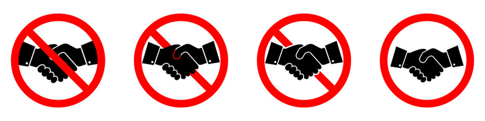 Handshake is prohibited. Stop handshake icon. Vector illustration.