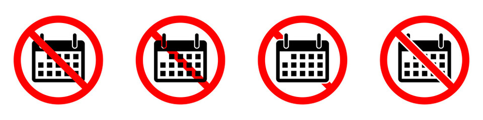 Calendar is prohibited. Stop calendar icon. Vector illustration.