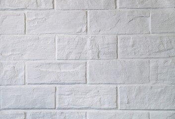 White brick wall, view of masonry as texture, background