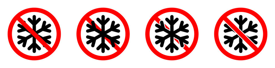 Obraz premium Stop or ban red round sign with snowflake icon. Freezing is prohibited