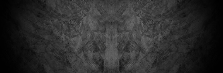 Old wall texture cement dark black gray panorama background abstract grey color design are light with white gradient background.
