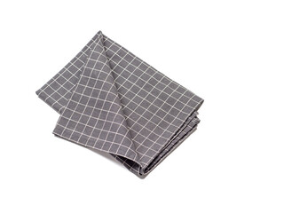 Gray linen napkin isolated on white background.