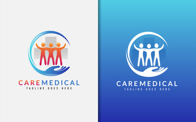 Care Medical Logo Design. Usable For Business, Community, Foundations, Medical, Services Company. Vector Logo Design Illustration.