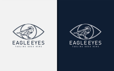 Black Eagle Eyes Logo Design. Abstract Geometric Logo Design.