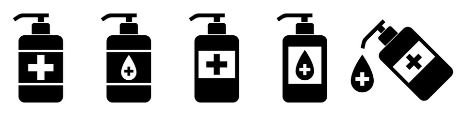 Hand antiseptic. Hand washing with disinfectant. Vector illustration.