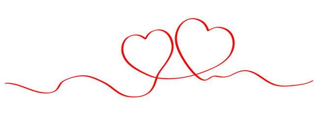 Heart icon. Red heart shape in flat linear design. Vector illustration.