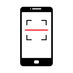 Scanning concept using phone. Smartphone scan icon. Vector illustration.
