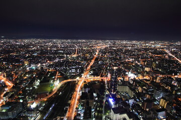 Naklejka premium City Nightscape in Osaka Japan