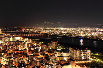 City Nightscape in Osaka Japan