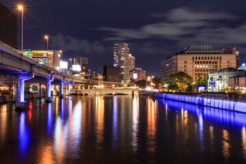 Fototapeta na wymiar City Nightscape in Osaka Japan