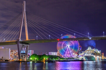 Obraz premium City Nightscape in Osaka Japan