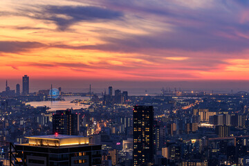 Fototapeta premium City Nightscape in Osaka Japan