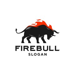fire bull logo, raging buffalo icon design silhouette Illustration with red flame. Angry  strong bull design. © Ramosh Artworks