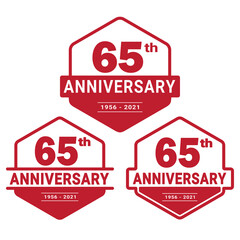 65 years anniversary celebration logotype. 65th anniversary logo collection. Set of anniversary design template. Vector and illustration. 