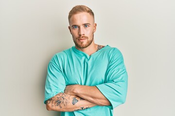 Young caucasian man wearing casual clothes skeptic and nervous, disapproving expression on face...