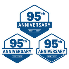 95 years anniversary celebration logotype. 95th anniversary logo collection. Set of anniversary design template. Vector and illustration. 